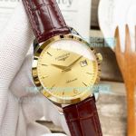 Replica Longines Gold Dial Brown Leather Men's Watch